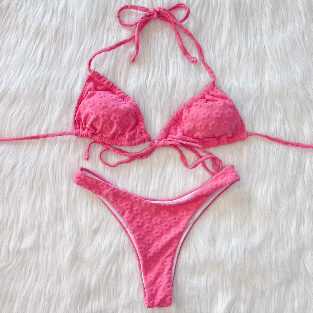 Pink flowers bikini set